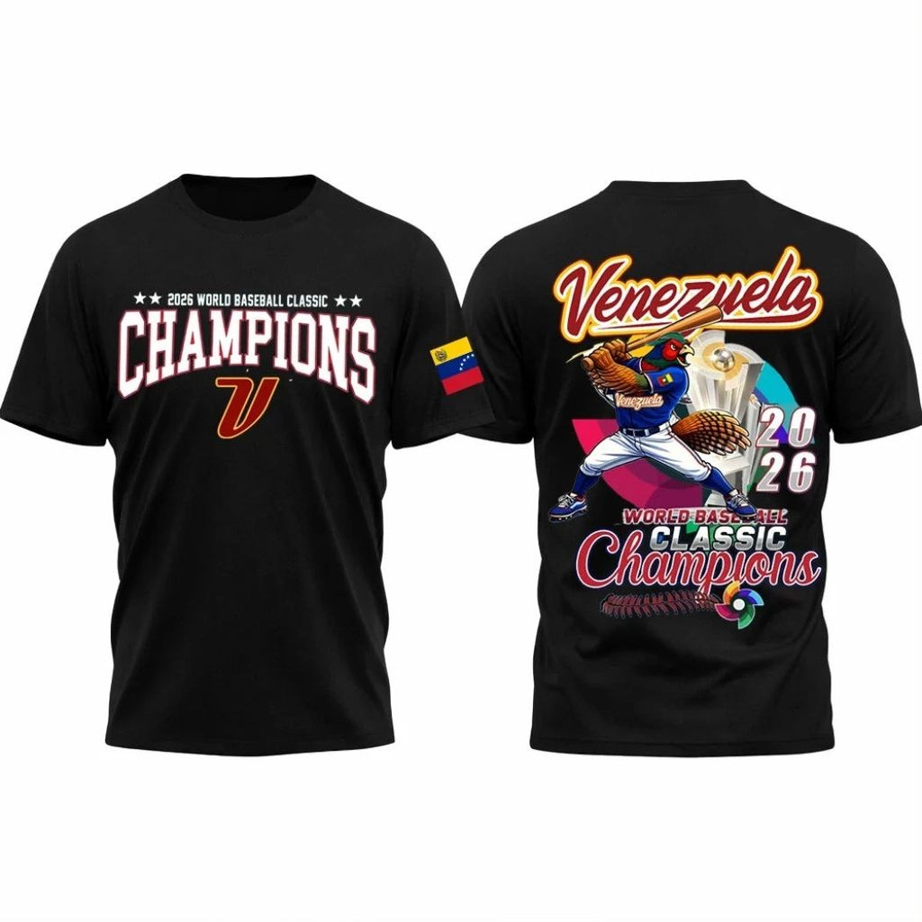 Venezuela 2026 World Baseball Classic Champions Logo And Mascot Two Sided Shirt