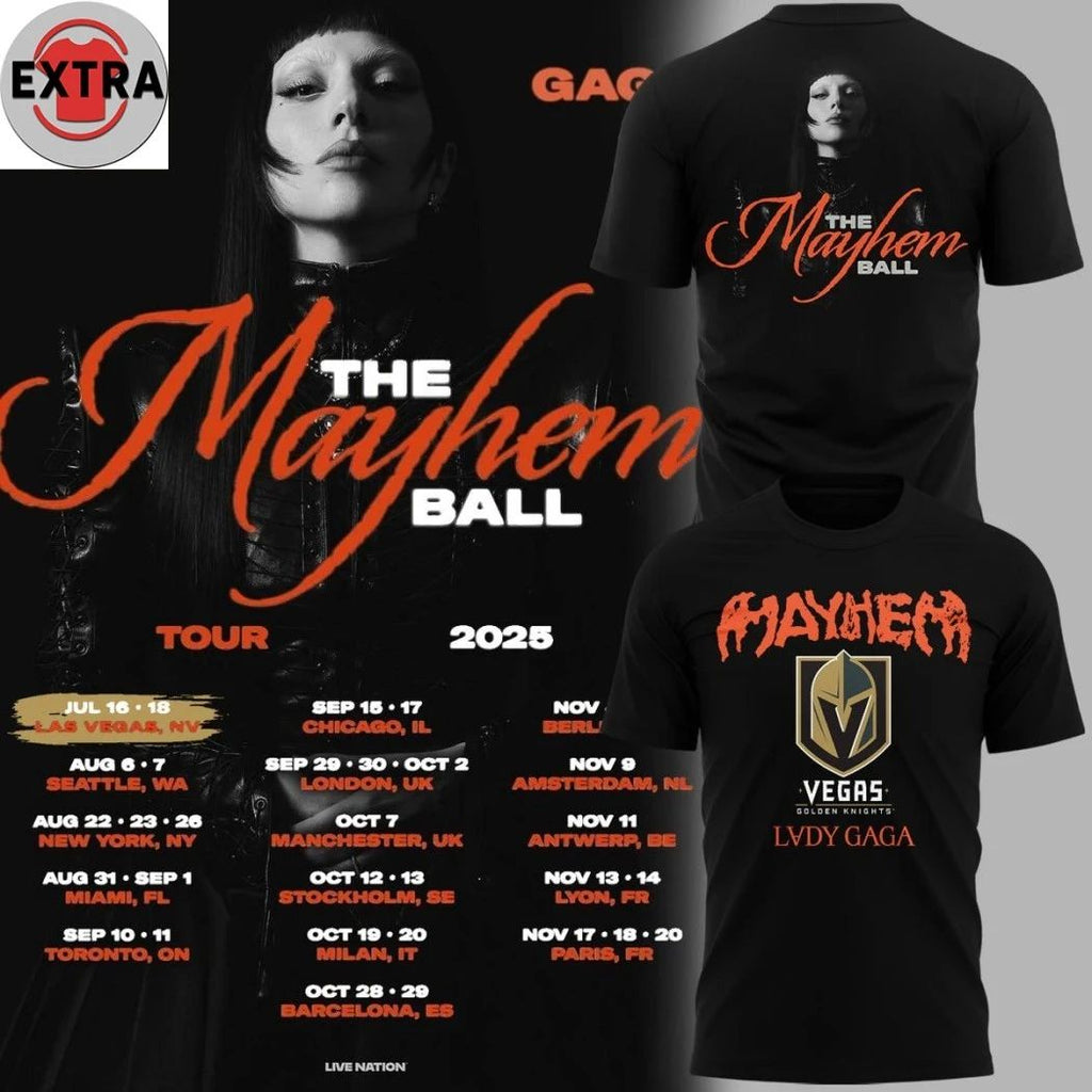 Original Vegas Golden Knights x Lady Gaga The Mayhem Ball Tour 2025 Logo Hoodie T-Shirt