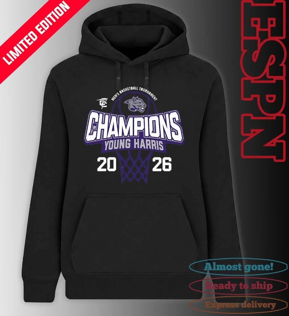 Young Harris College Men’s Basketball 2026 Conference Carolinas Tournament Champions Shirt