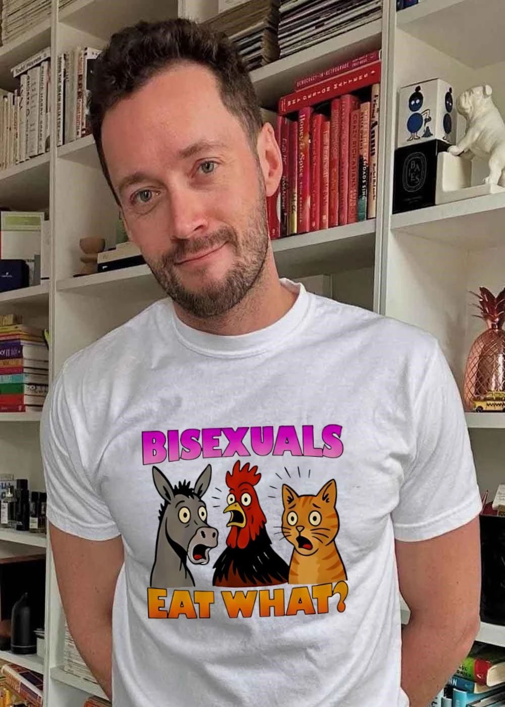 Bisexuals Eat What Funny Donkey Rooster Cat shirt
