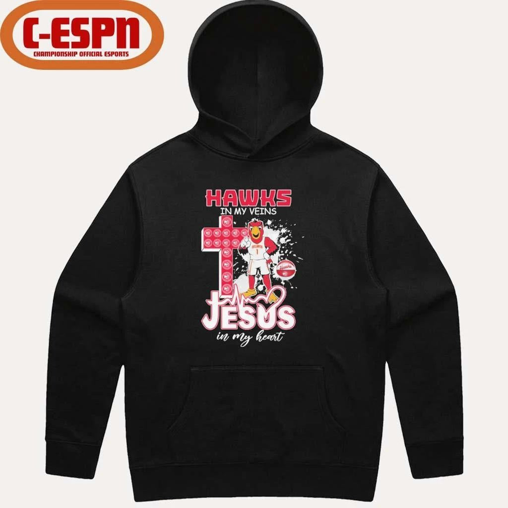 Atlanta Hawks Mascot In My Veins Jesus In My Heart Shirt