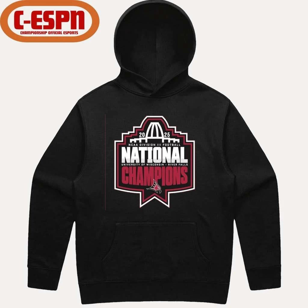 UW-River Falls Falcons NCAA DIII Football National Champions Official Logo T-Shirt
