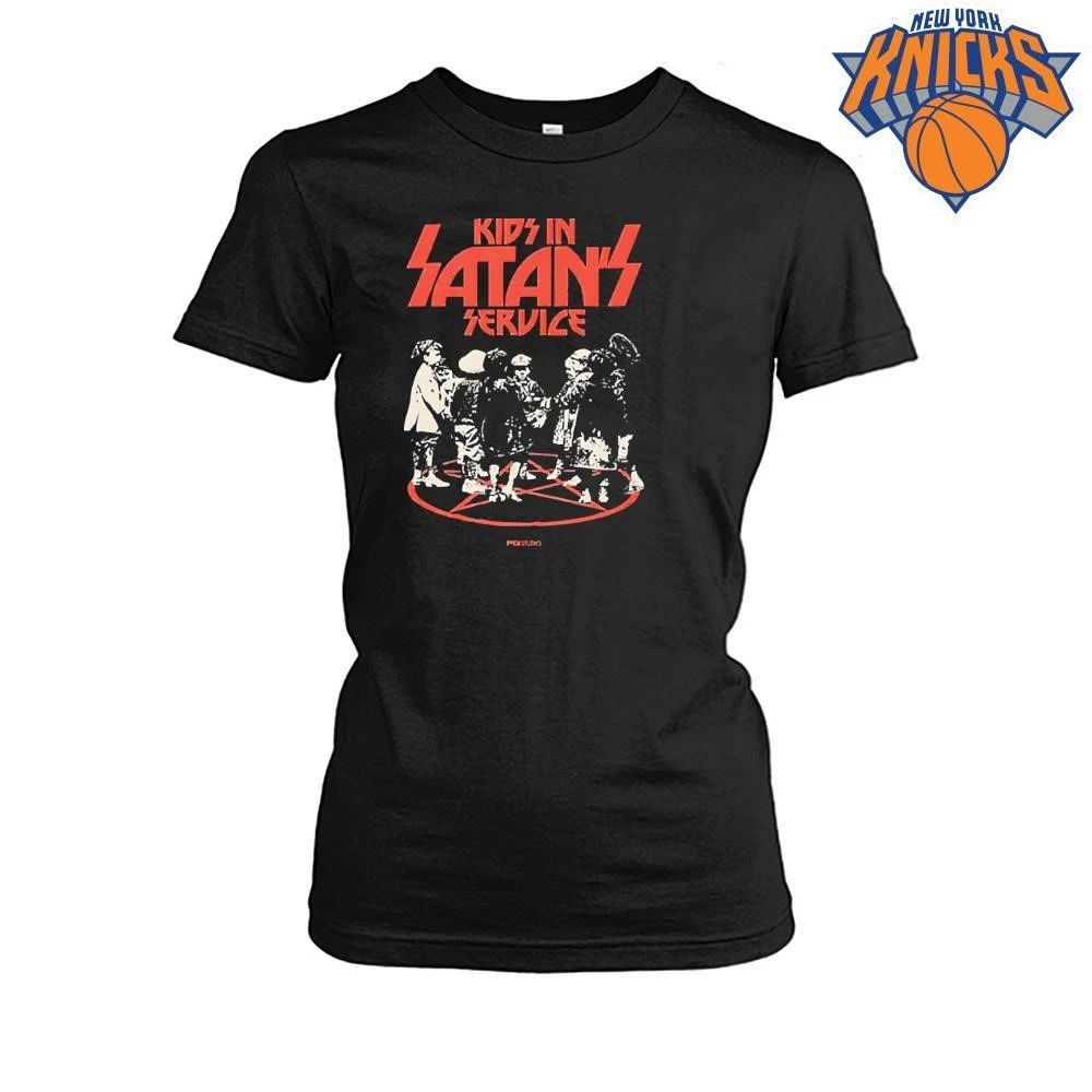 Kids In Satans Service Vintage Retro Occult Pentagram Ritual Heavy Metal Style Parody Shirt
