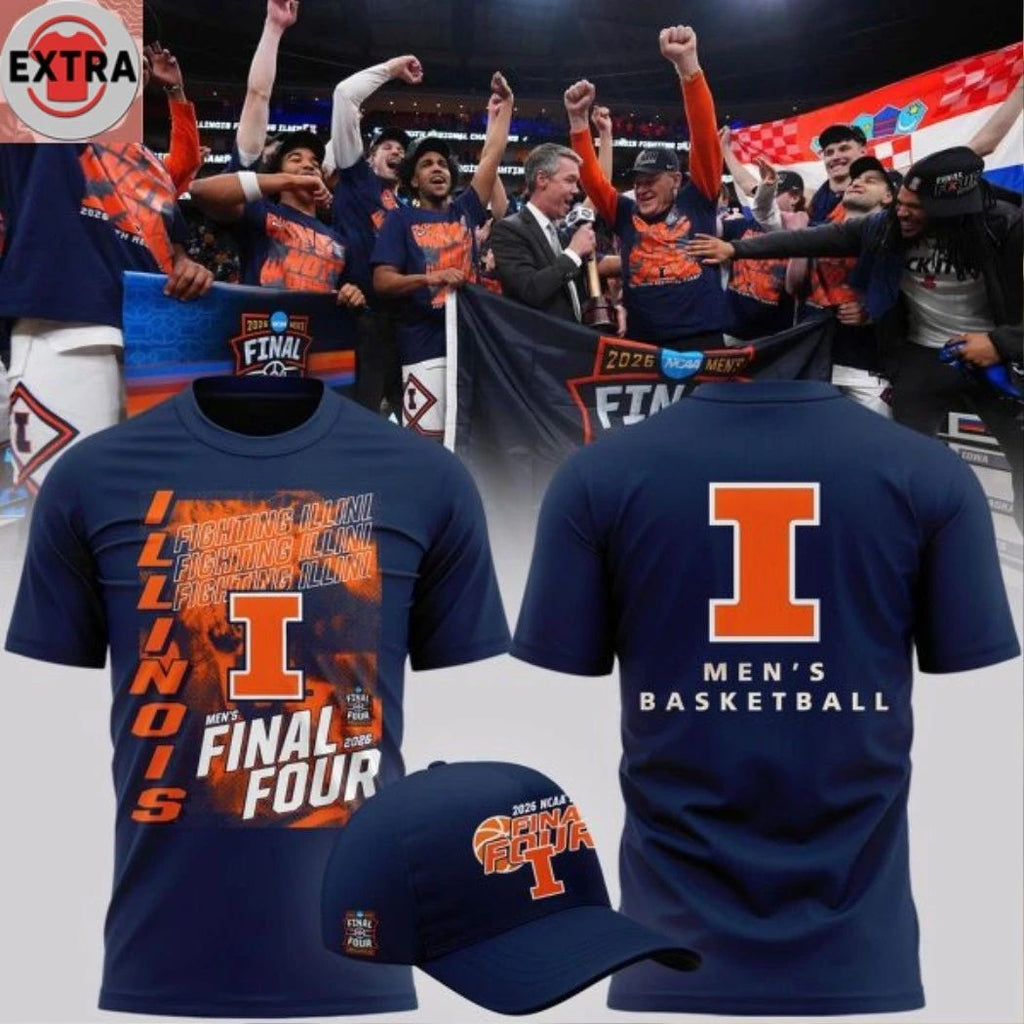 Illinois Fighting Illini 2026 NCAA Men’s Basketball Final Four Logo Two Sided Shirt- Top-Rated Gift for College Basketball Lovers