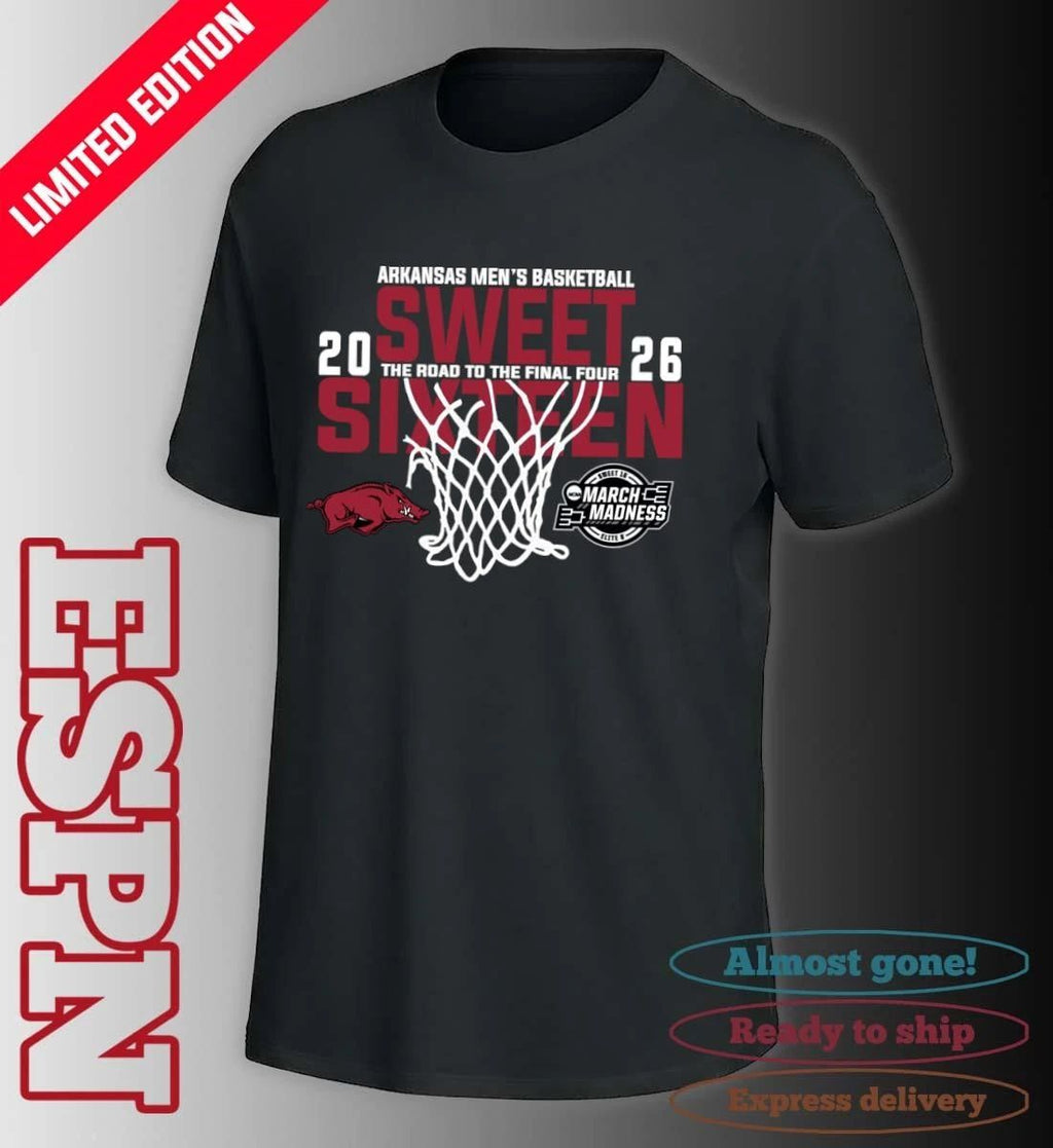 Arkansas Men’s Basketball 2026 Sweet Sixteen The Road To The Final Four Shirt