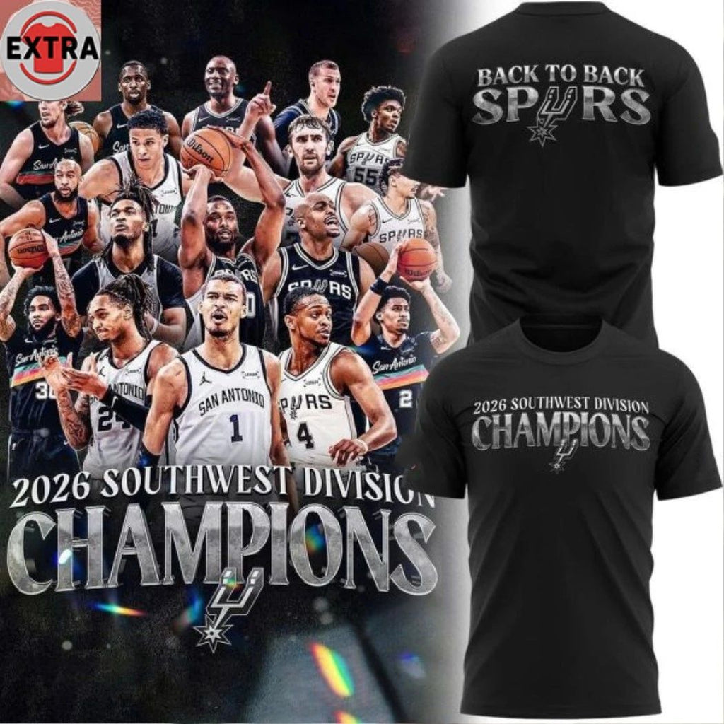 San Antonio Spurs 2026 Southwest Division Champions Back to Back Logo Shirt