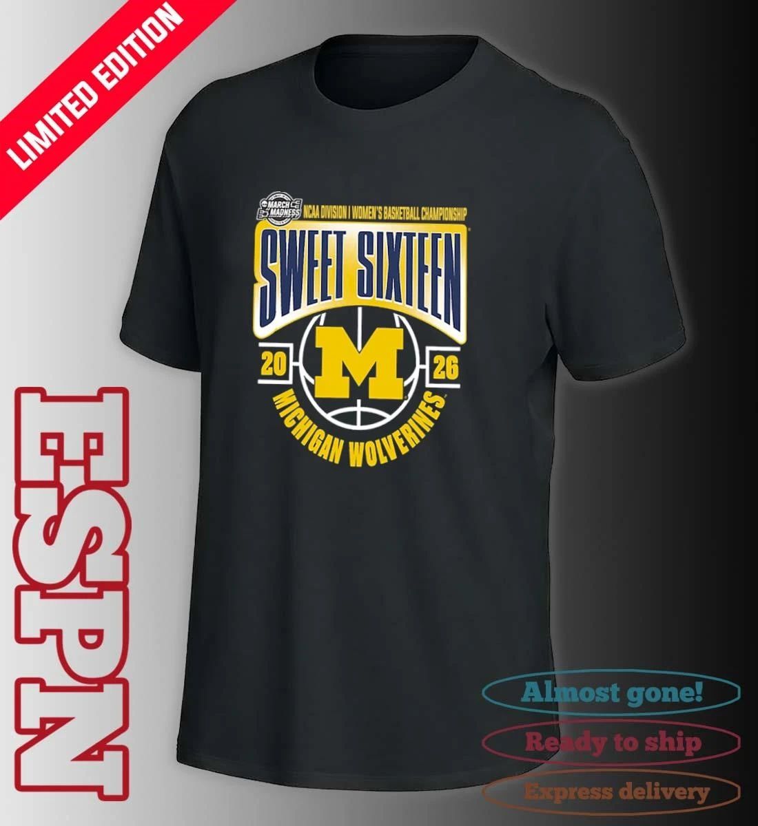 Michigan Wolverines Sweet 16 NCAA DI Women’s Basketball Tournament March Madness 2026 T-Shirt