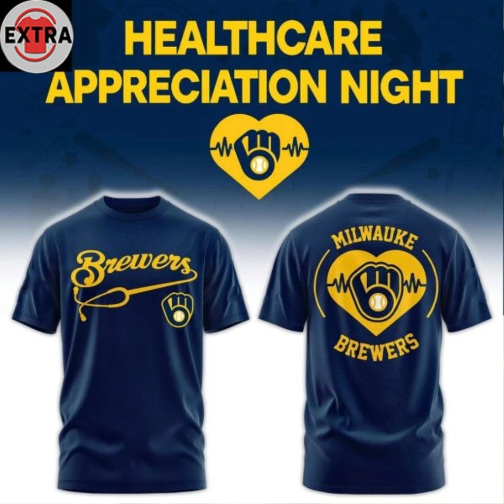 Original Milwaukee Brewers Healthcare Appreciation Night 2026 Celebrate Logo Two Sided T-shirt