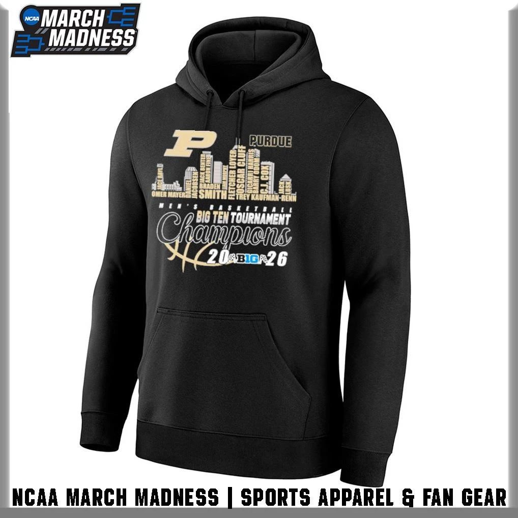 Purdue Boilermakers City Skyline Players Names 2026 Big Ten Men’s Basketball Tournament Champions T-Shirt