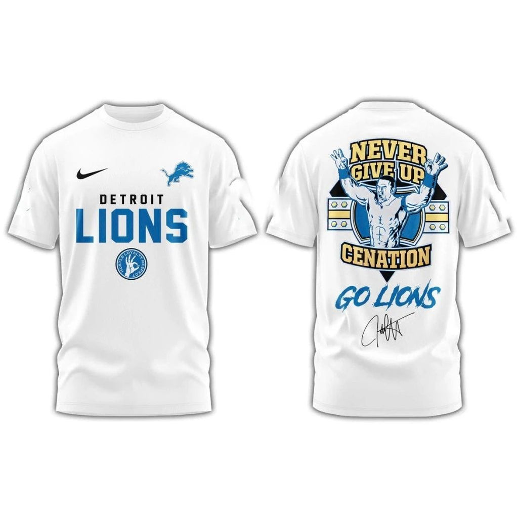 Detroit Lions x John Cena Never Give Up Go Lions Logo 2025 Shirt