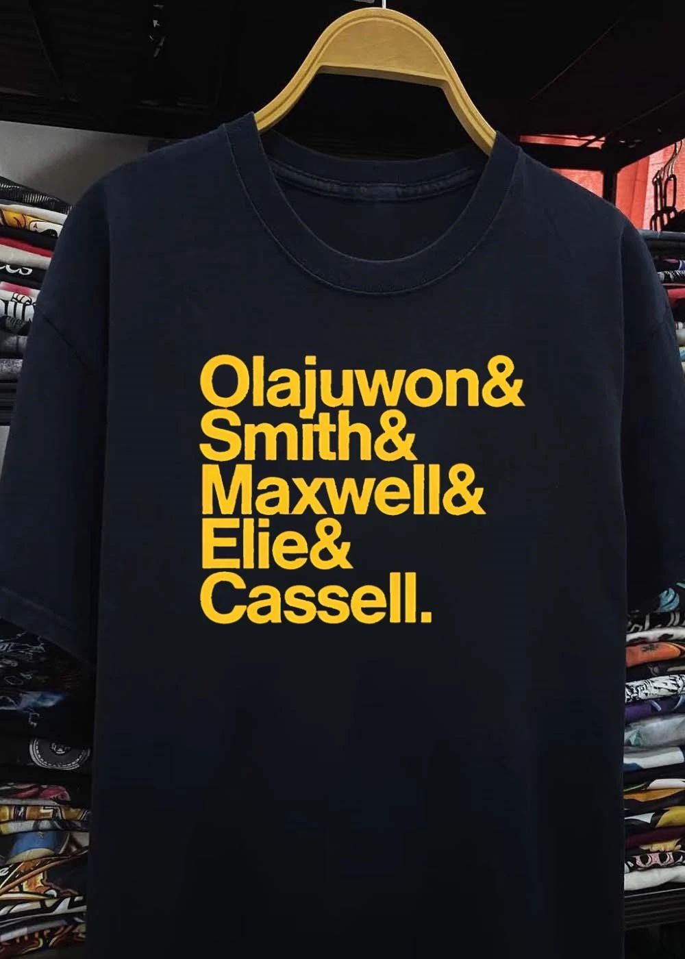 Houston Rockets Basketball Legends Olajuwon Smith Maxwell Elie Cassell Shirt