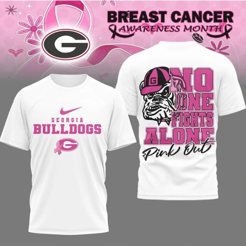 Original Georgia Bulldogs Breast Cancer Awareness “No One Fights Alone” Pink Out Shirt