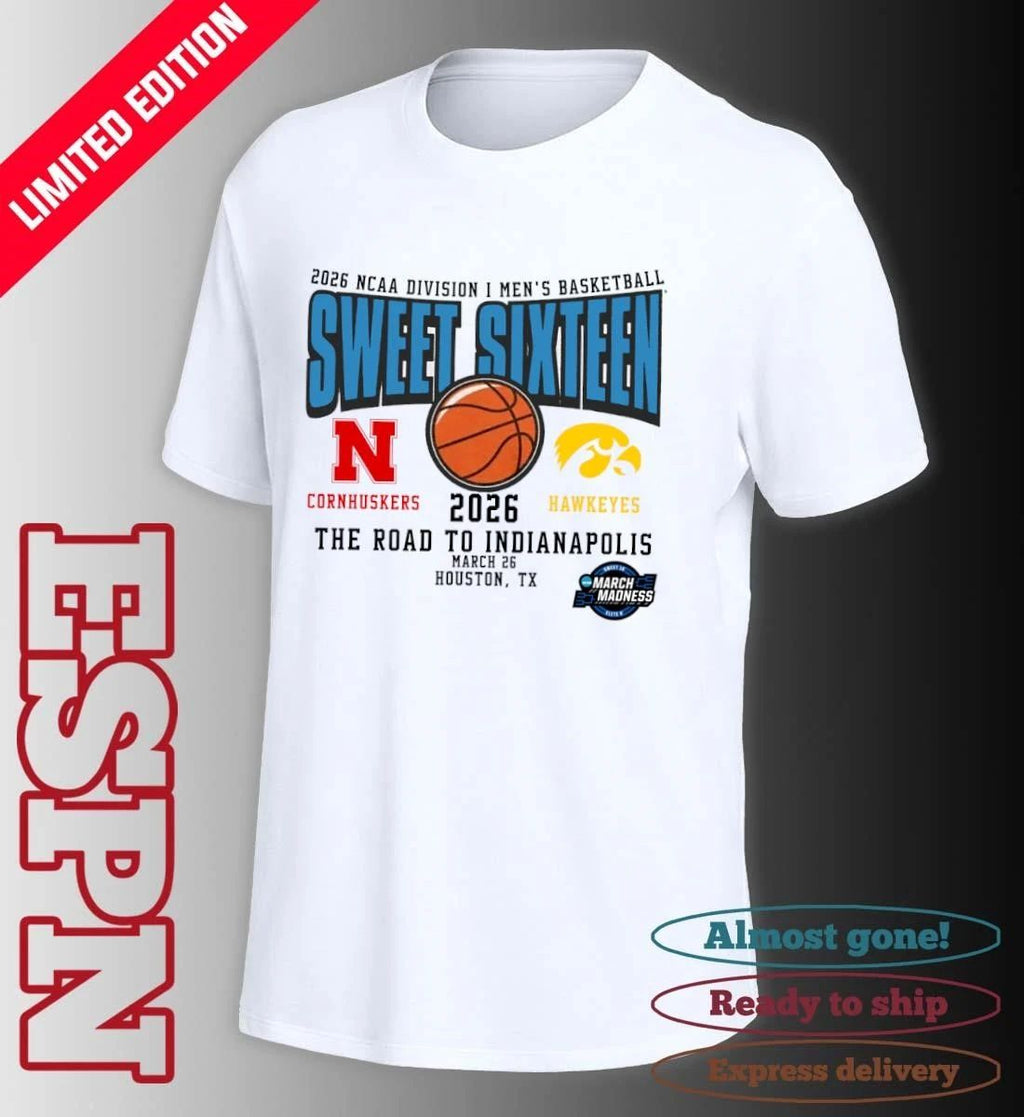 Nebraska Vs Iowa 2026 NCAA DI Men’s Basketball Tournament Sweet Sixteen T-Shirt