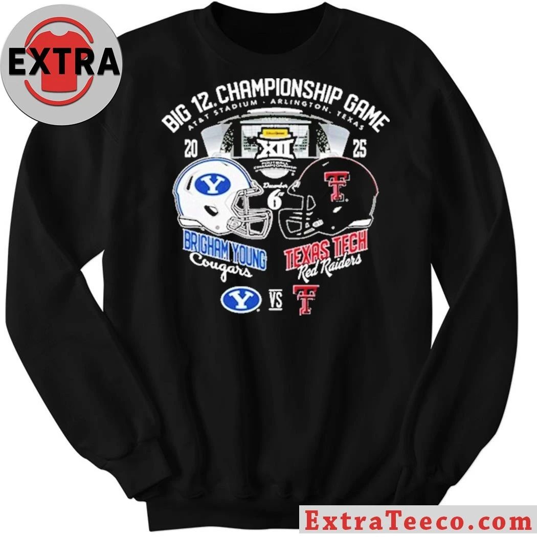 Texas Tech Red Raiders vs Brigham Cougars Big 12 Championship Game 2025 At AT And T Stadium Arlington Texas Helmet Logo T-Shirt