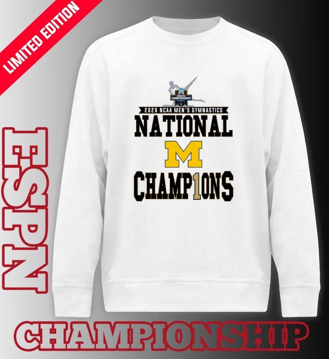 Michigan Wolverines Men’s Gymnastics 2026 NCAA National Champions Locker Room T-Shirt