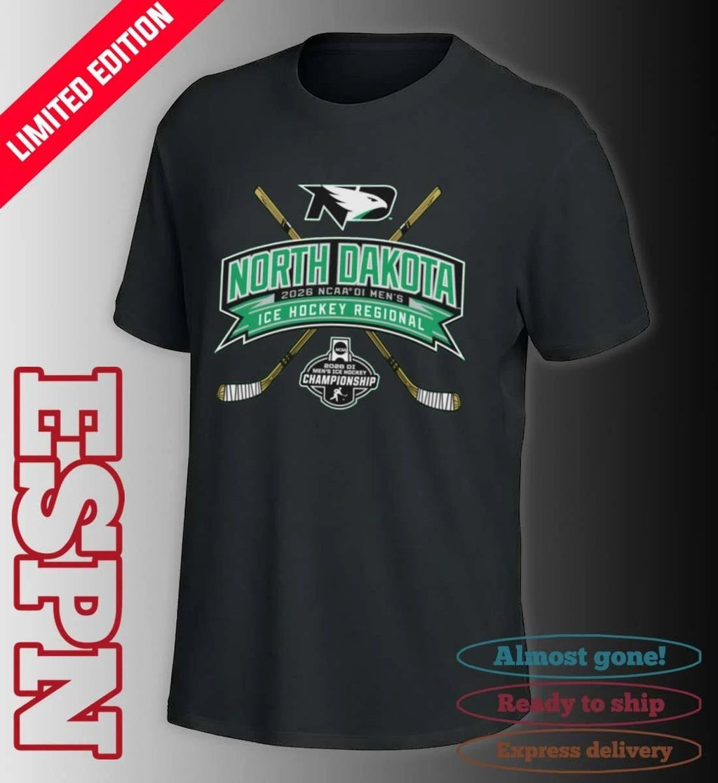 North Dakota Fighting Hawks 2026 NCAA DI Men’s Ice Hockey Regionals T-Shirt
