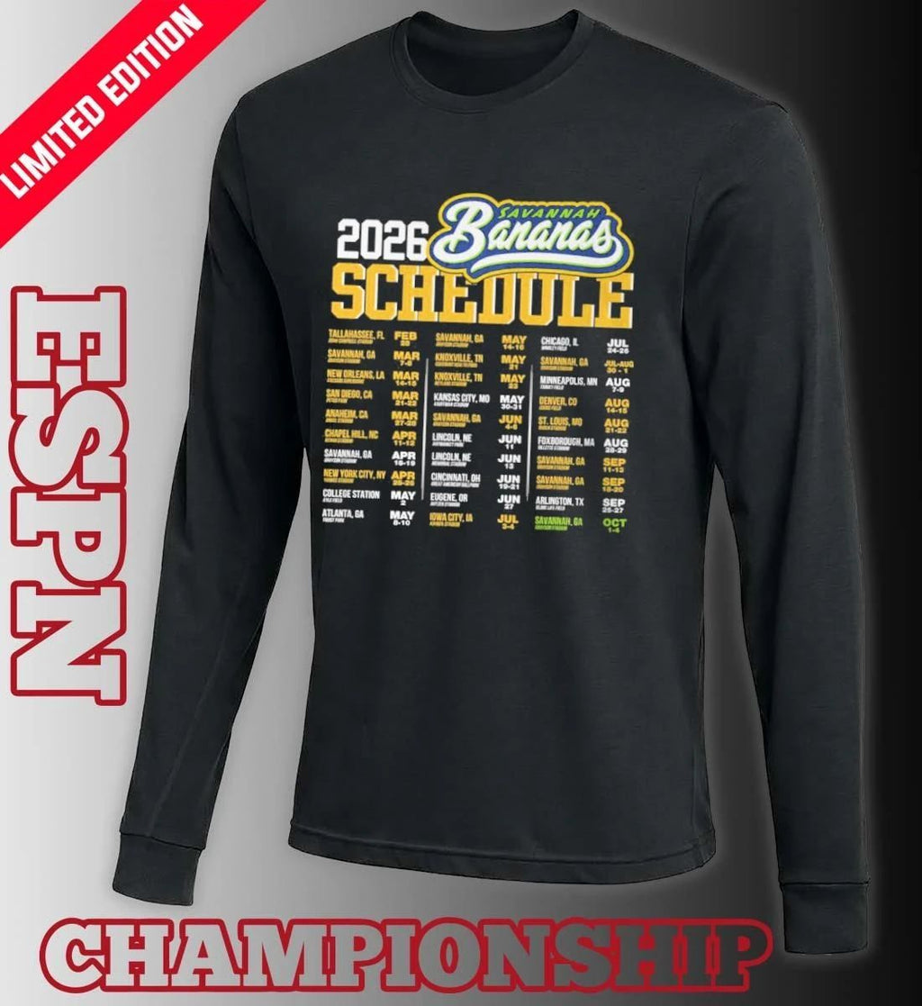 Savannah Bananas 2026 World Tour Bananas Schedule Shirt