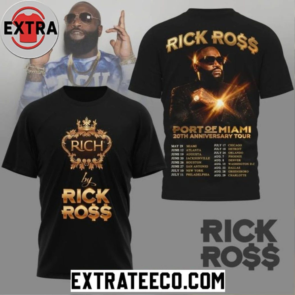 Rick Ross Port Of Miami 20th Anniversary Tour Logo Two Sided Shirt