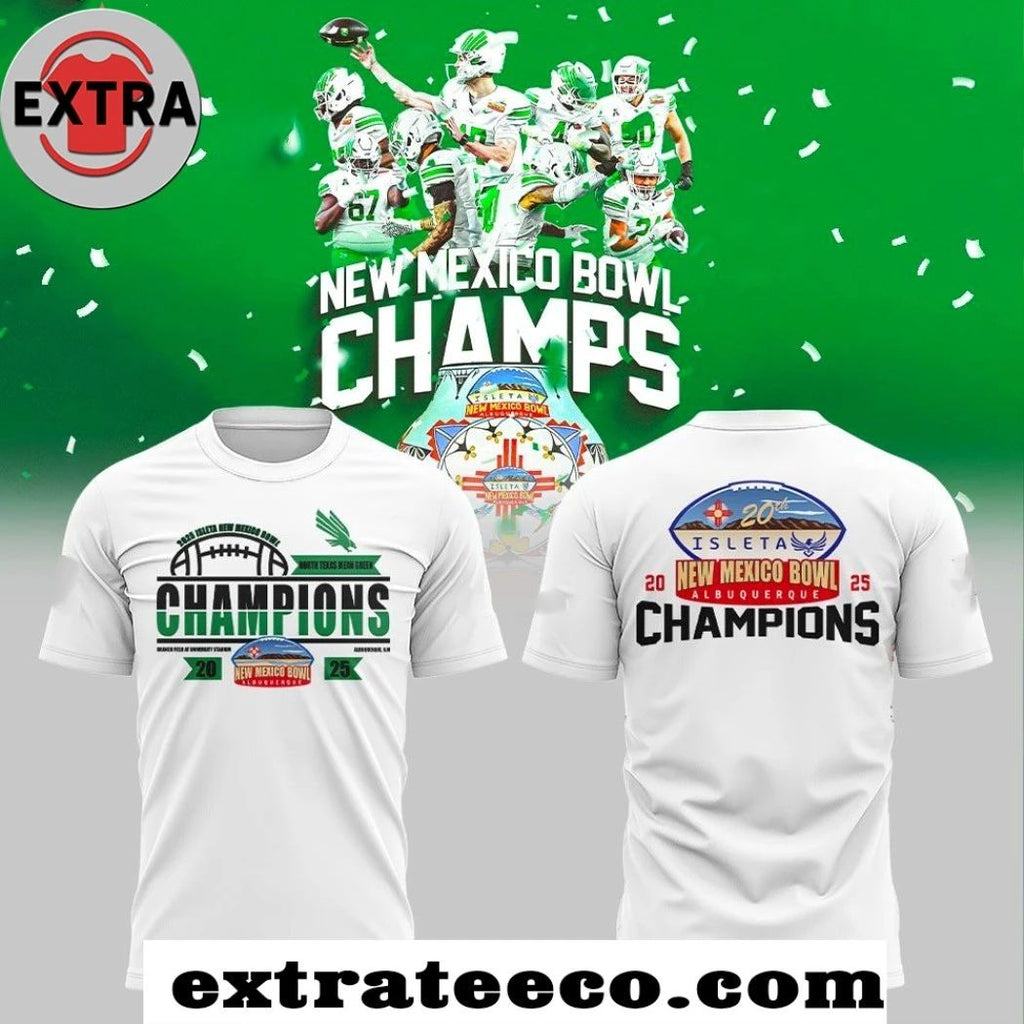 Original Celebrating North Texas Mean Greens victory in the 2025 Isleta New Mexico Bowl 49-47 on December 27, 2025, at University Stadium in Albuquerque, New Mexico T-shirt