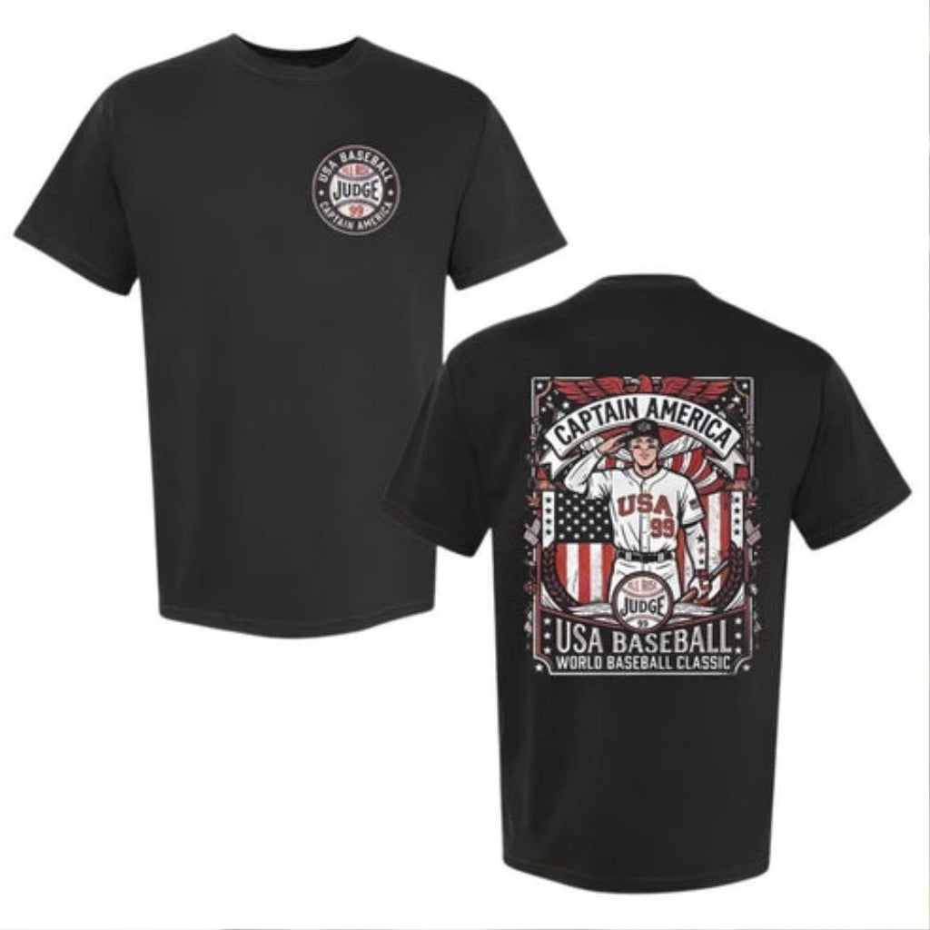 Aaron Judge Captain America Usa Baseball World Baseball Two-Sided Graphic T-Shirt