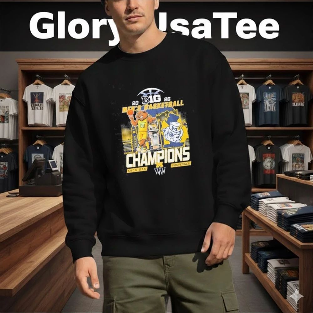 Michigan Wolverines 2026 Big Ten Men’s Basketball Season Champions Mascot Trophy Shirt