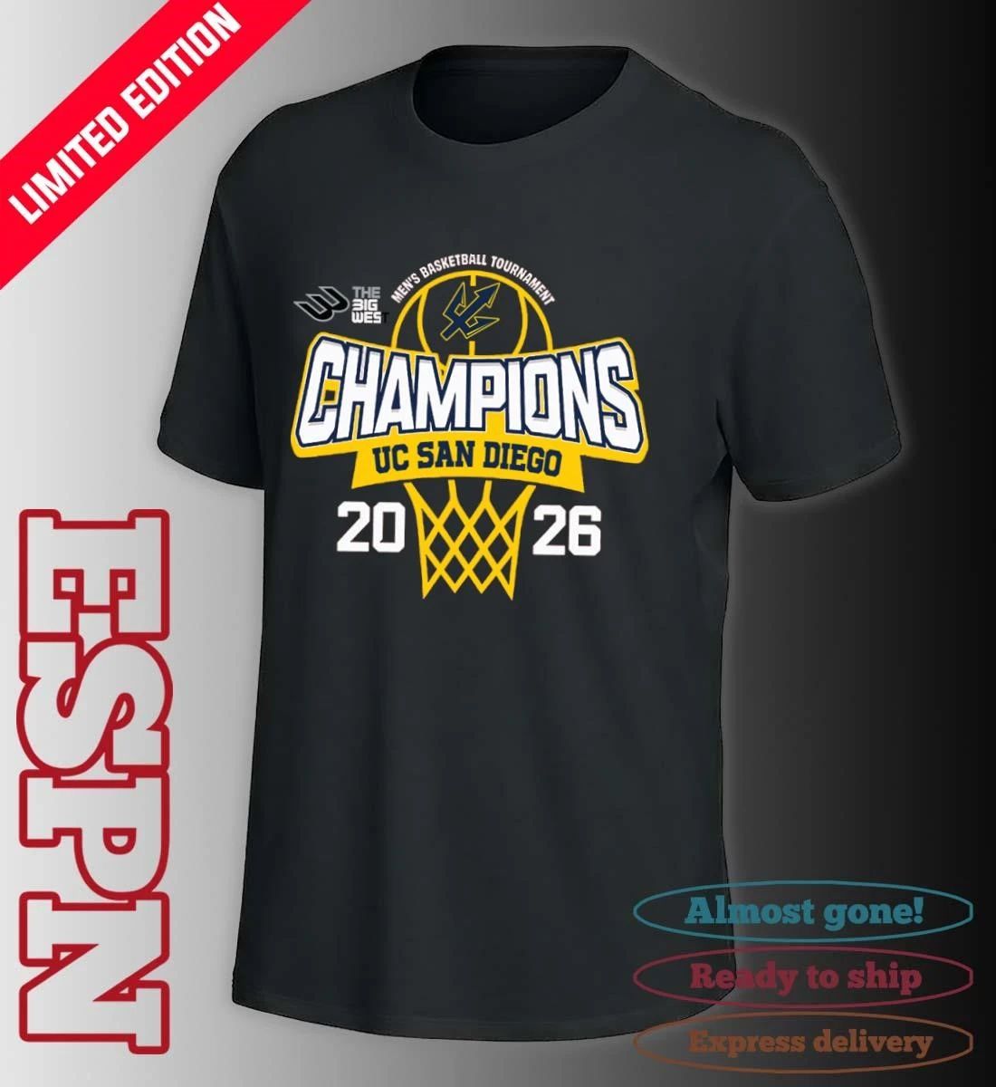 Big West Conference Men’s Basketball Tournament 2026 Champions UC San Diego Tritons T-Shirt