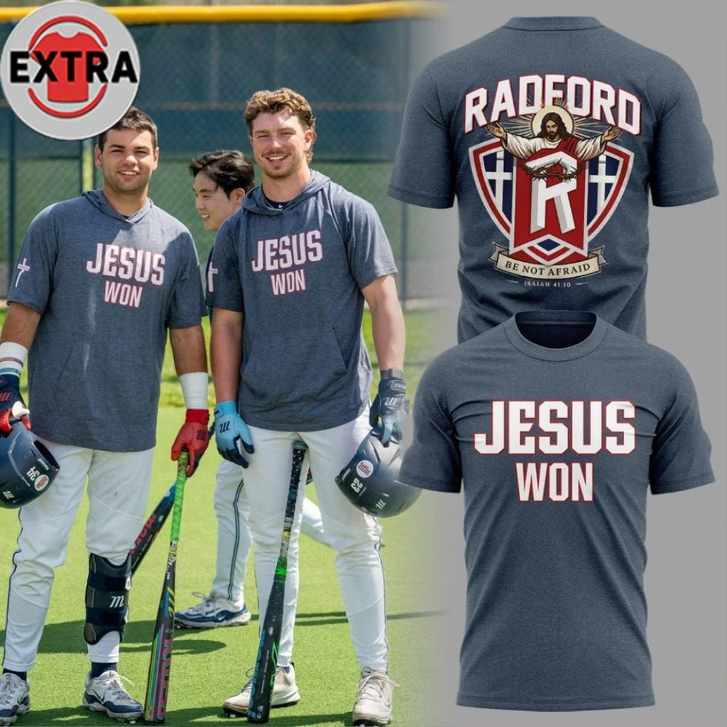 Radford University Jesus Won Cross Baseball Logo Two Sided Shirt