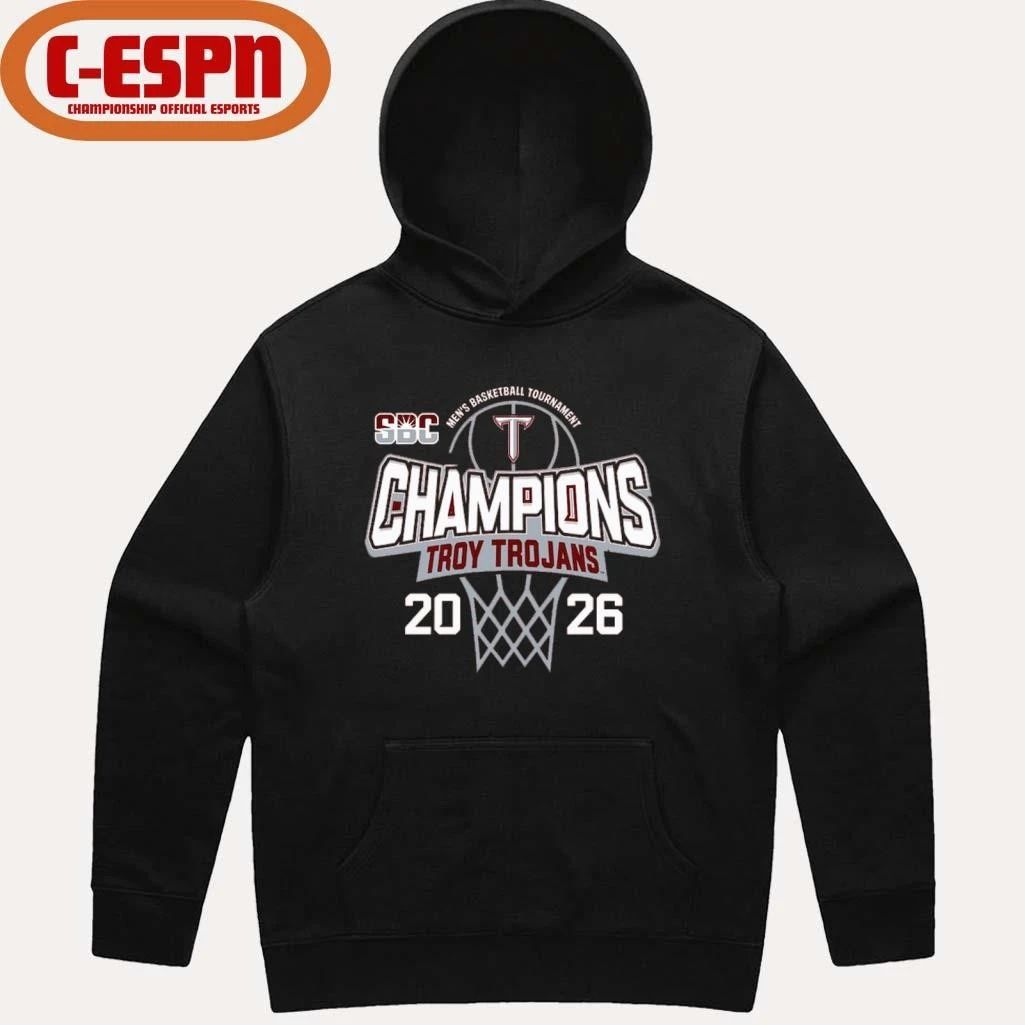 Troy University Trojans 2026 Sun Belt Men’s Basketball Tournament Champions T-Shirt