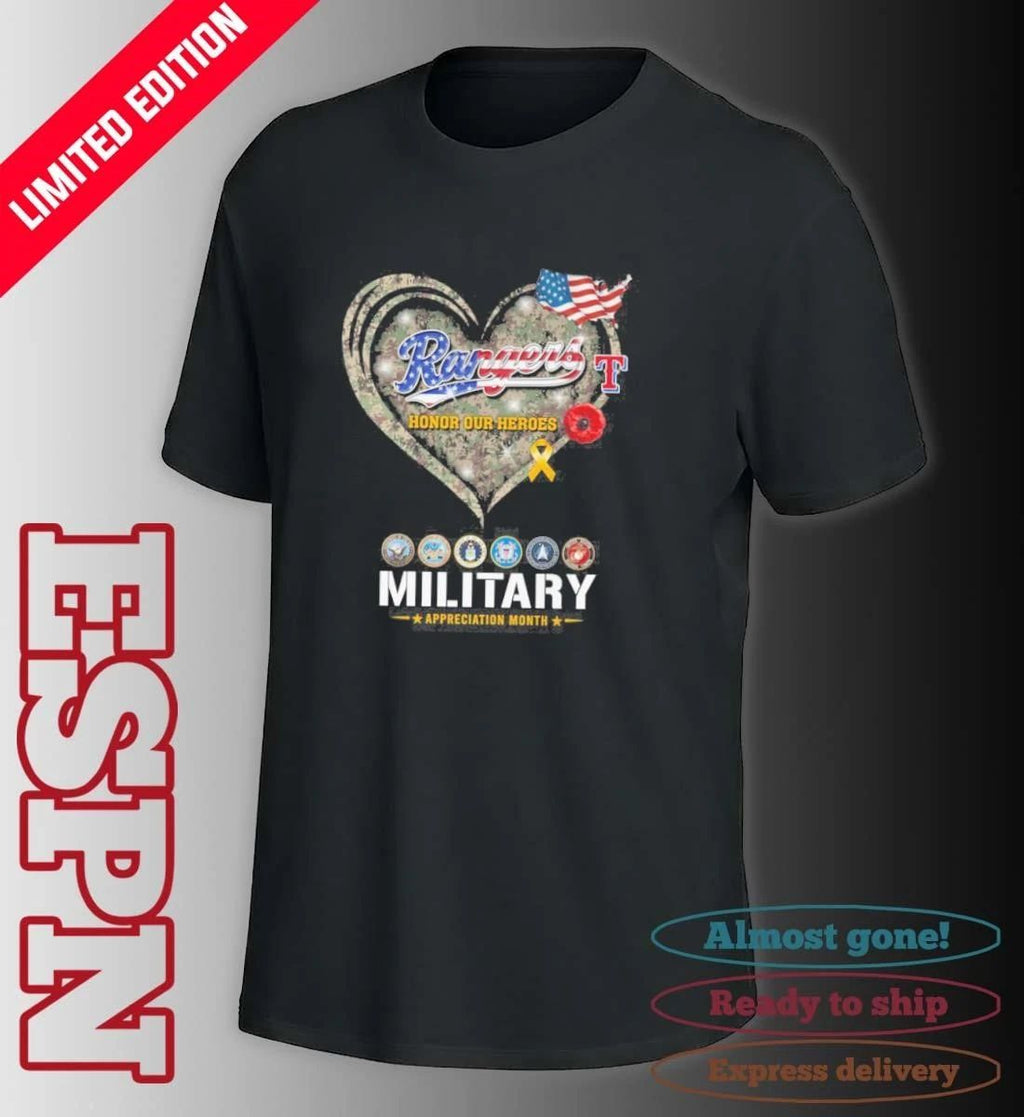Texas Rangers Honor Our Heroes Military Appreciation Month Shirt