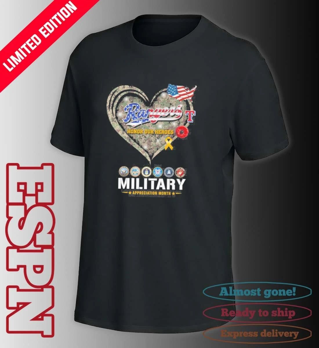 Texas Rangers Honor Our Heroes Military Appreciation Month Shirt