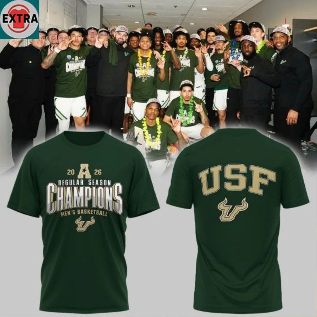 South Florida Bulls Men’s Basketball Regular Season Champions 2026 Logo Two Sided Hoodie T-Shirt