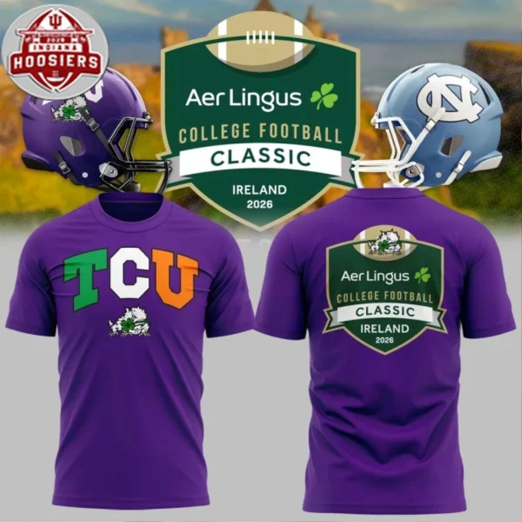 TCU Horned Frogs CFB Ireland game to kick off the season Logo Two Sided T-Shirt