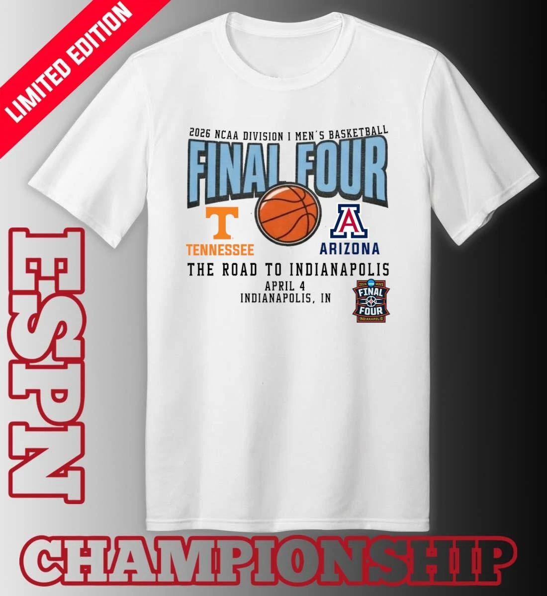 Tennessee Volunteers Vs Arizona Wildcats 2026 NCAA DI Men’s Basketball Tournament March Madness Final 4 T-Shirt