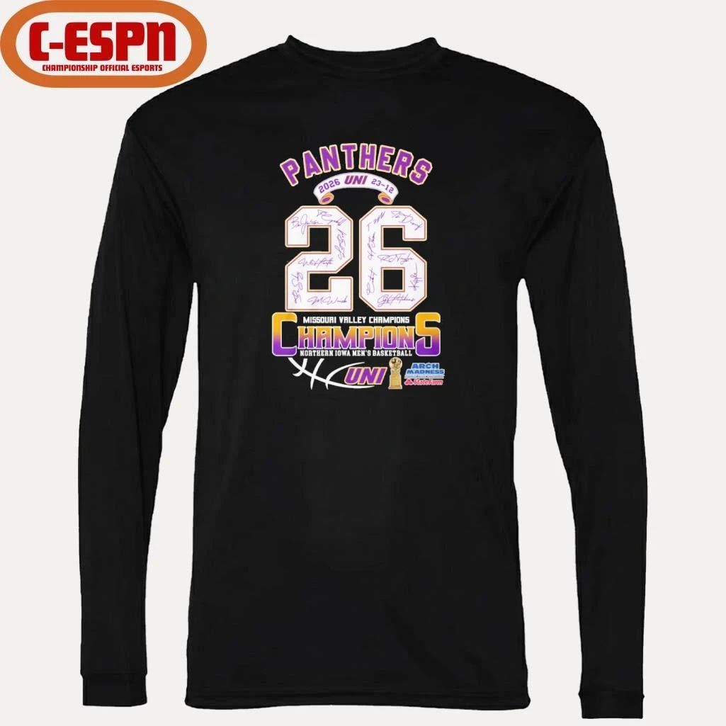 Uni Panthers Men’s Basketball 2026 MVC Tournament Champions 23-12 Shirt