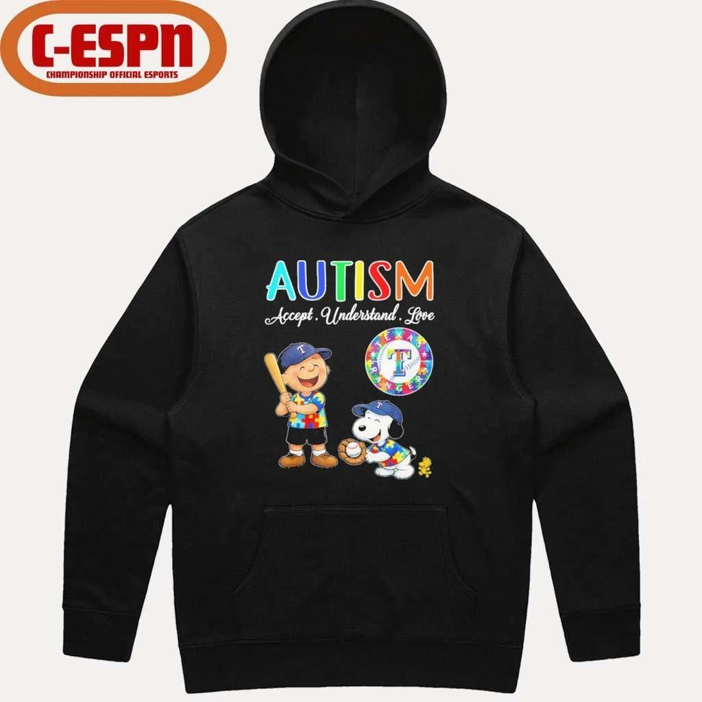 The Peanuts X Texas Rangers Autism Accept Understand Love Shirt