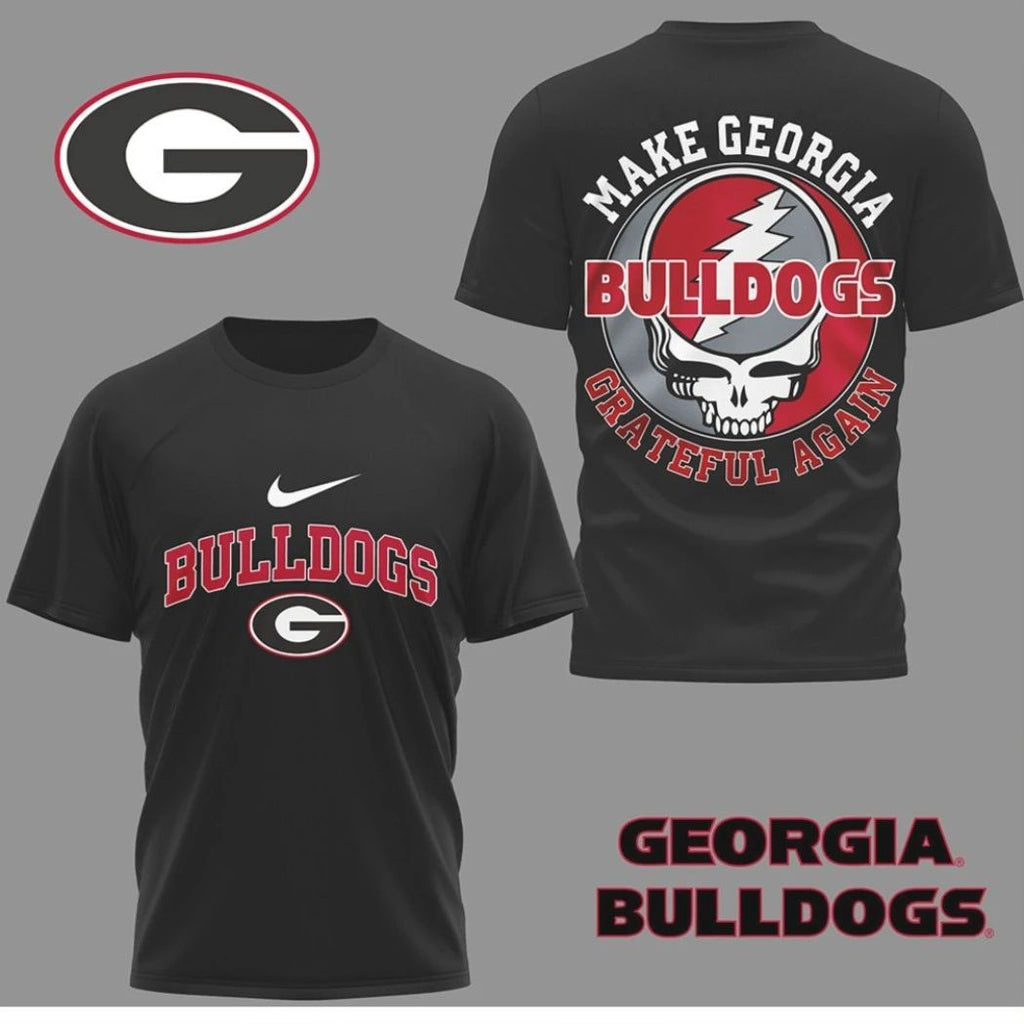Georgia Bulldogs Make Georgia Grateful Again Steal Your Face Logo Two Sided T-Shirt