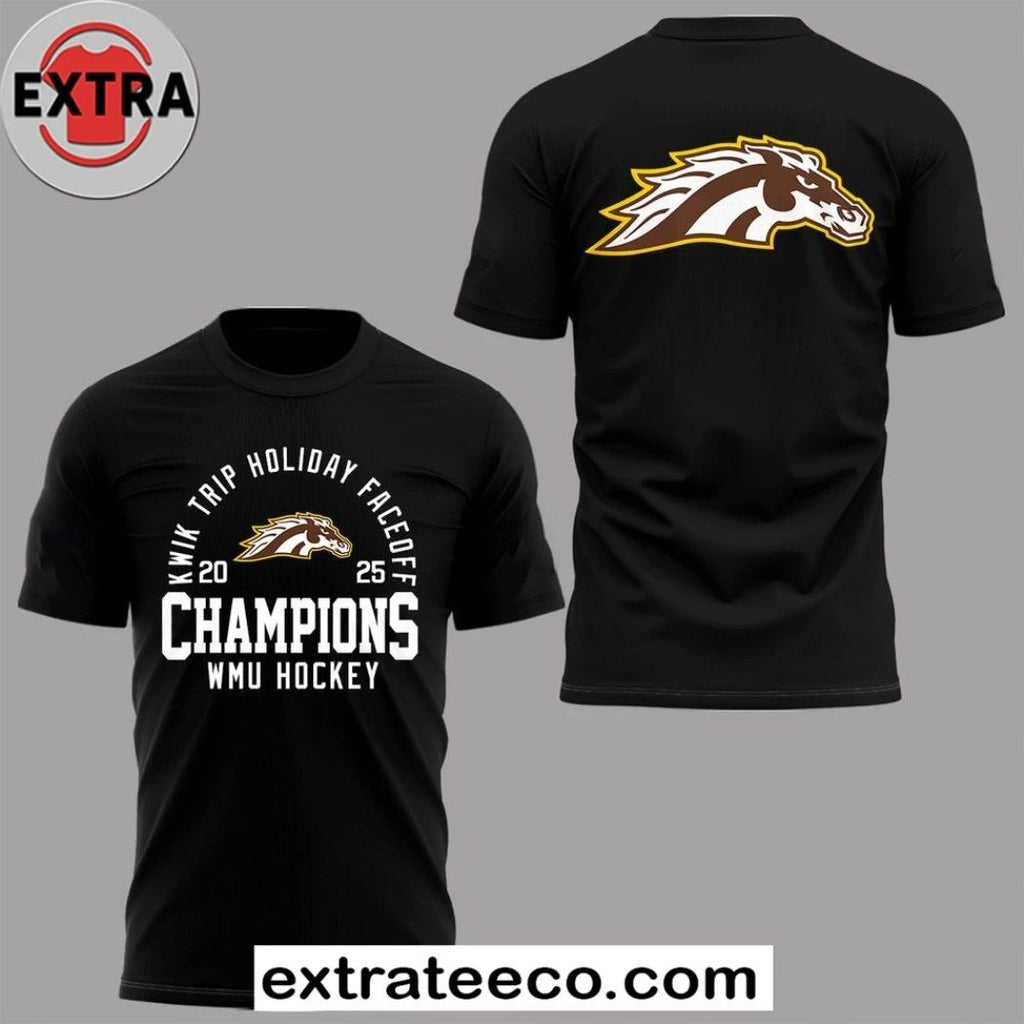 Original WMU Hockey Kwik Trip Holiday Face Off Champions 2025 Logo T-Shirt, Hoodie