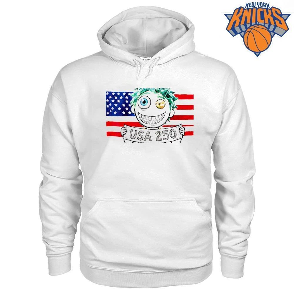 Cartoon Crazy Eyes Green Hair USA 250 Semiquincentennial Celebration American Flag shirt