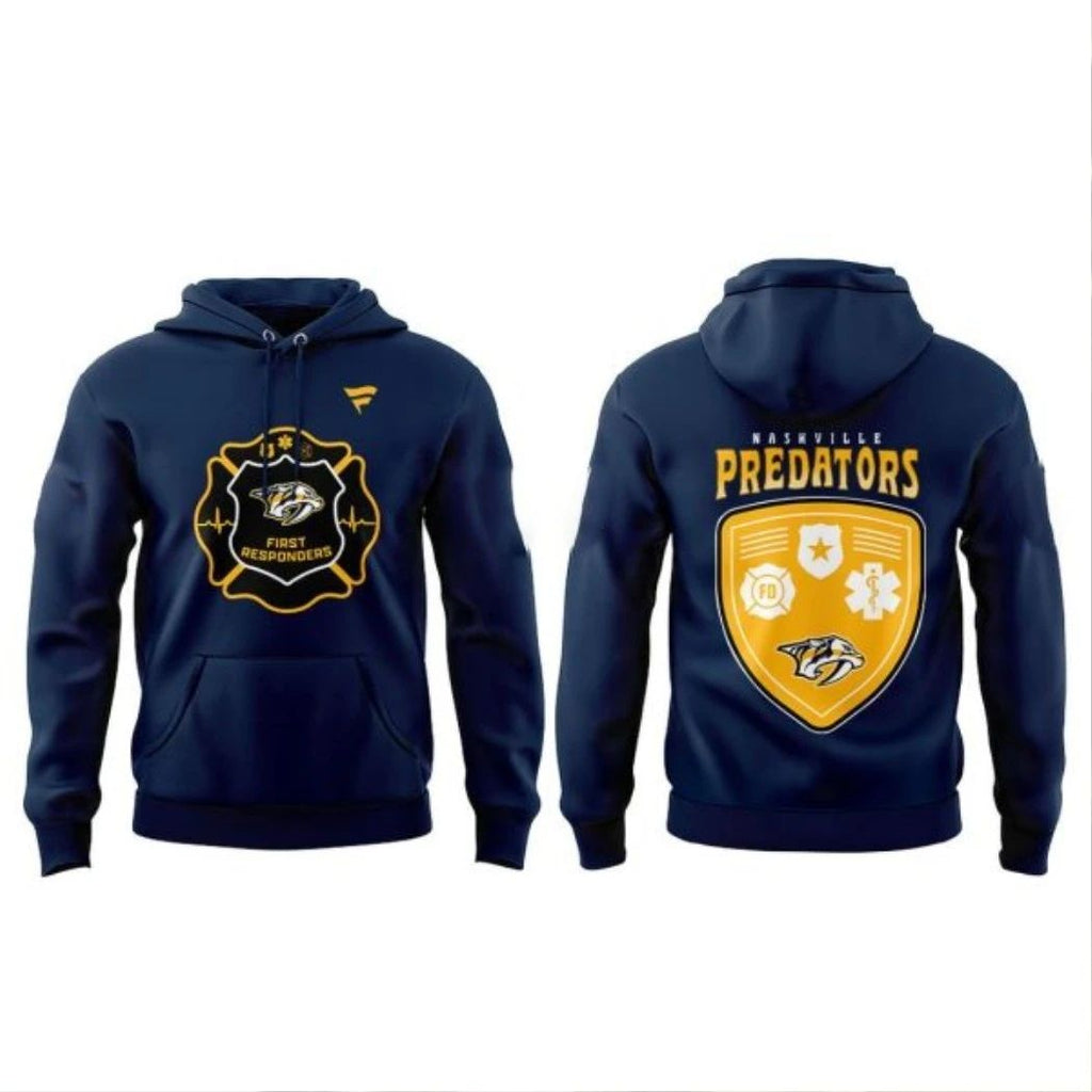 Nashville Predators x First Responders 2026 Night Firefighters Hoodie T-Shirt