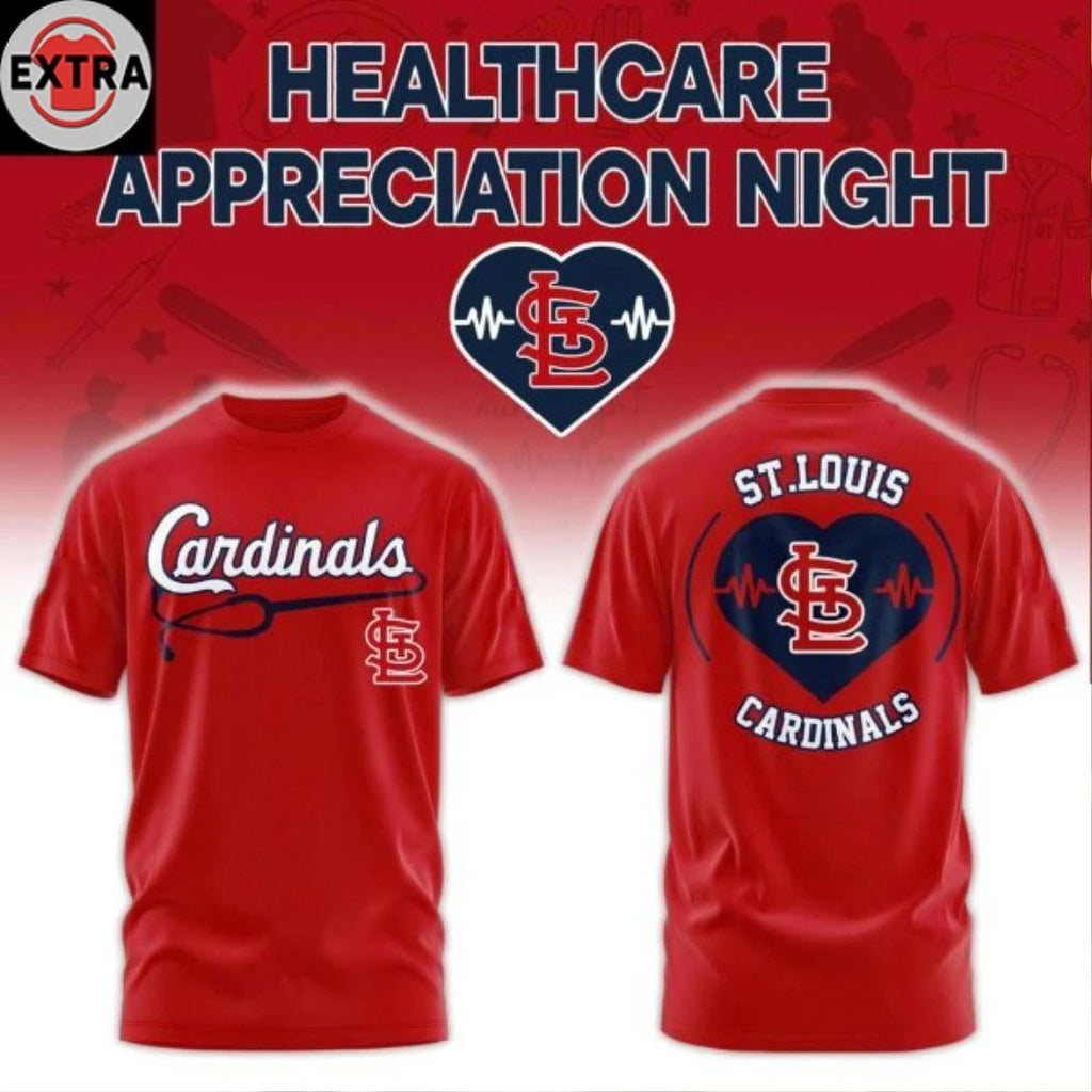 Original St. Louis Cardinals Healthcare Appreciation Night 2026 Celebrate Logo Two Sided T-shirt