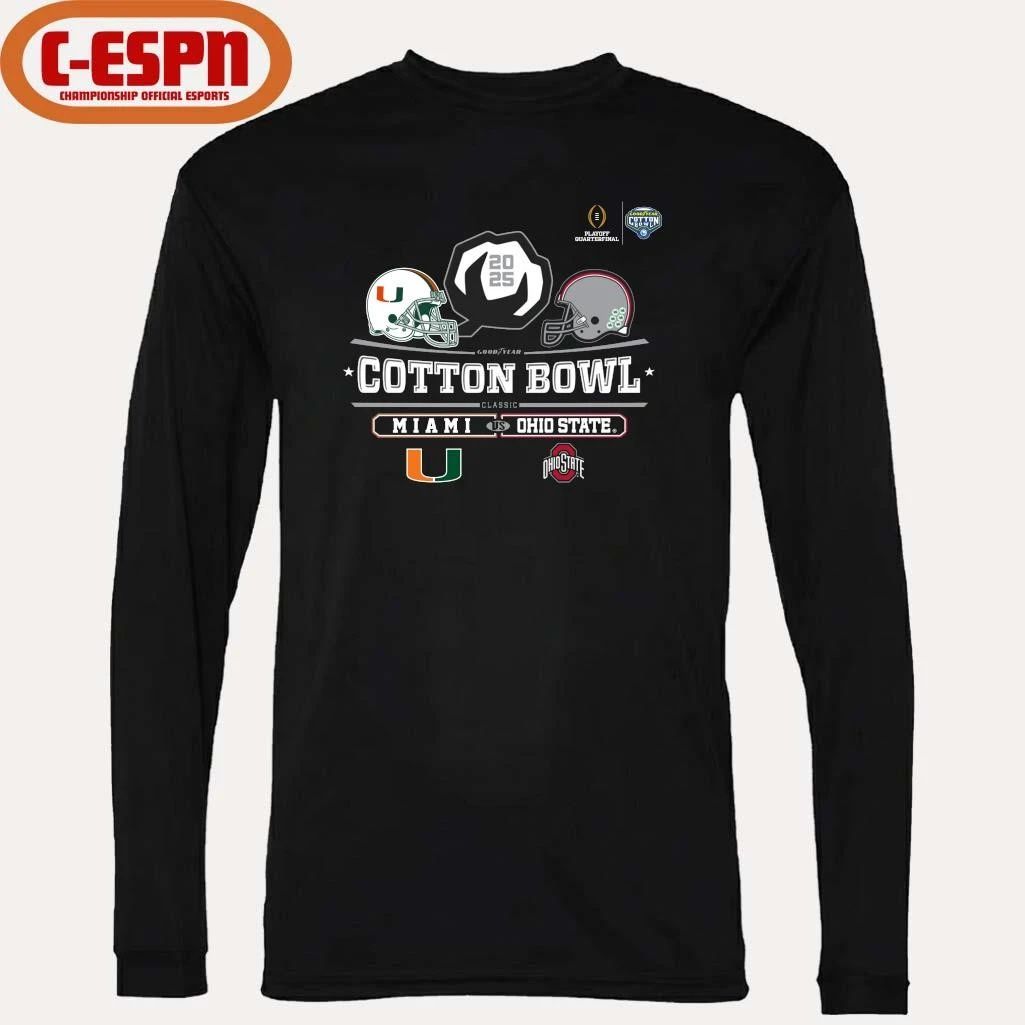 Miami Vs Ohio State 2025 Cotton Bowl Helmet Logo December 31 T-Shirt
