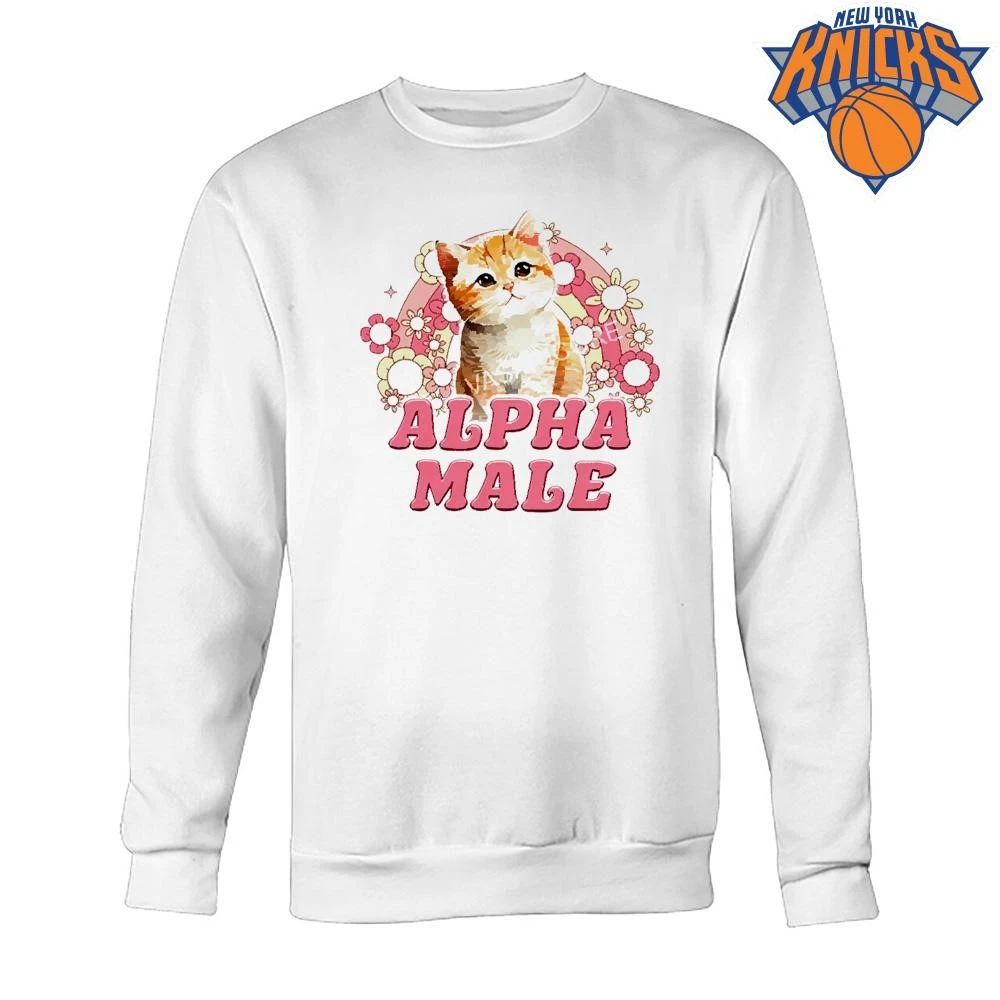 Alpha Male Cute Kitten Cat Flowers Retro Rainbow Meme Shirt