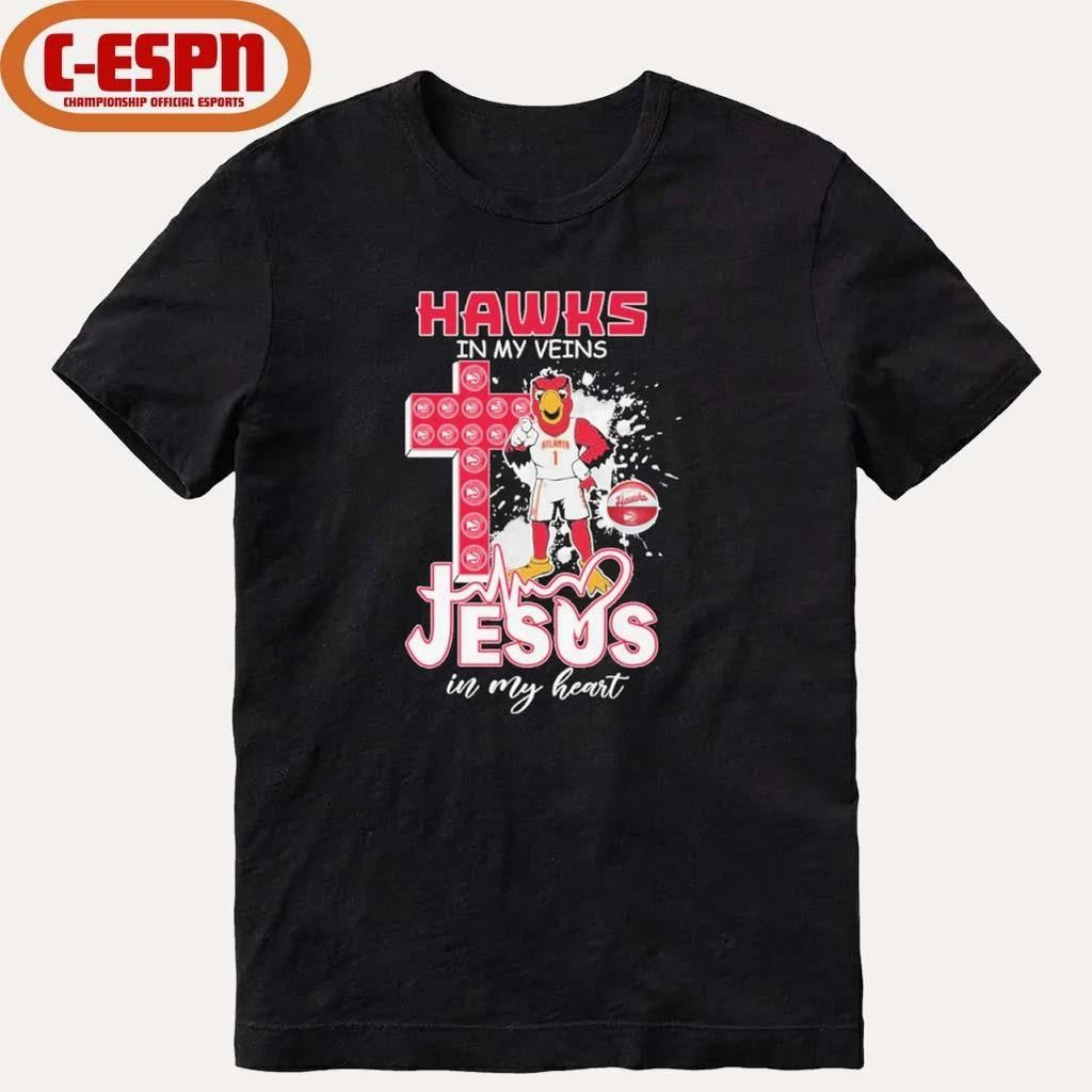 Atlanta Hawks Mascot In My Veins Jesus In My Heart Shirt