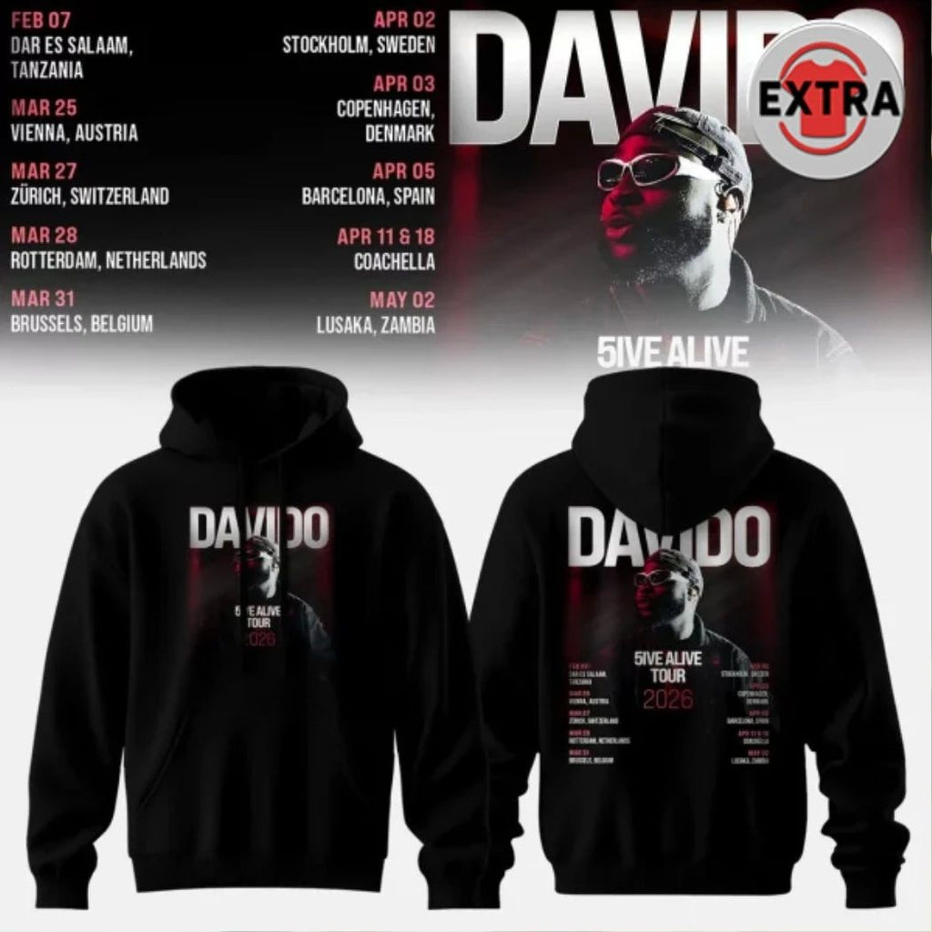 Davido 5IVE ALIVE TOUR 2026 Logo Two Sided Shirt – Perfect Gift for Men & Women