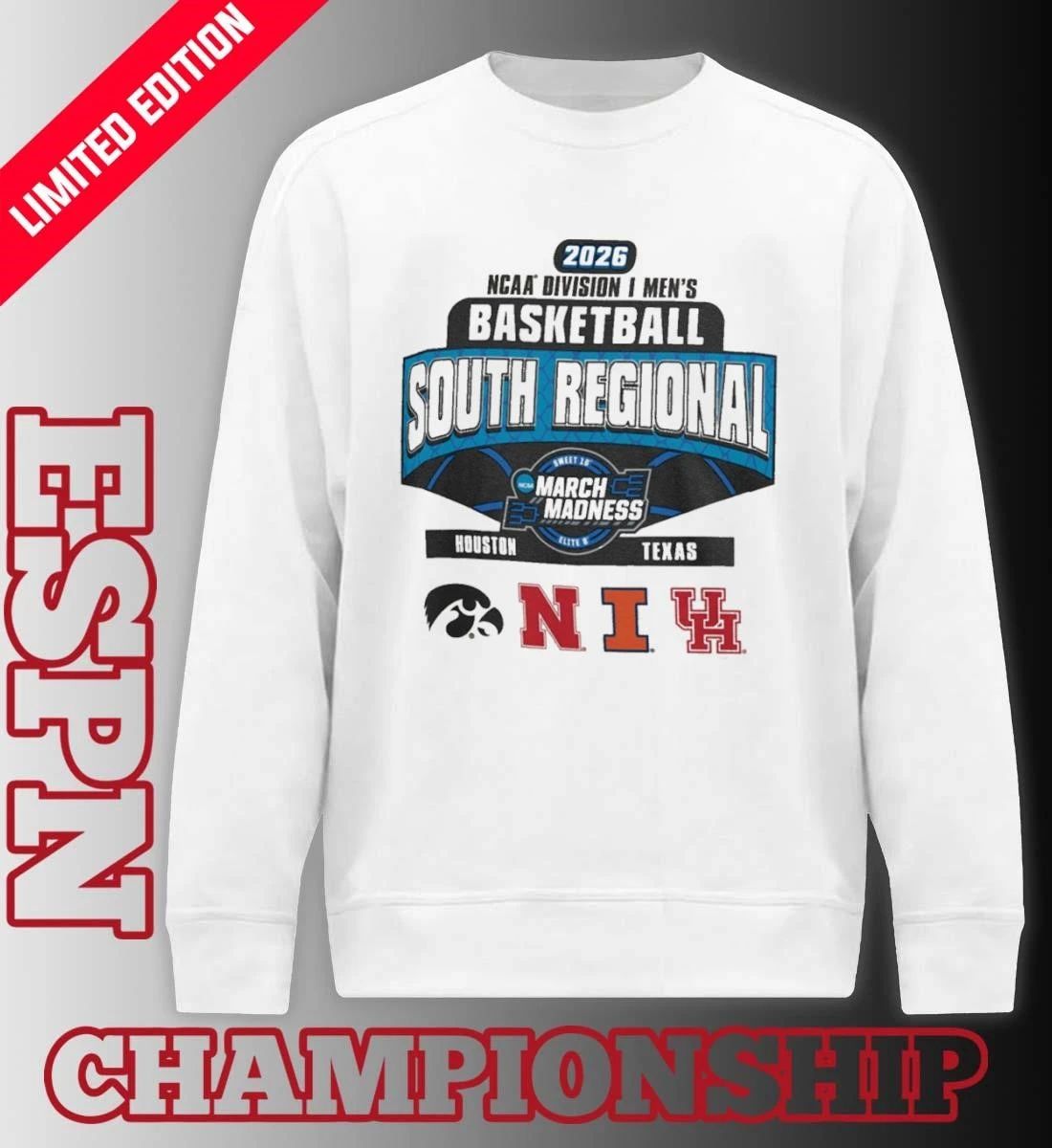 4 Team 2026 NCAA DI Men’s Basketball South Regional Houston, Texas T-Shirt