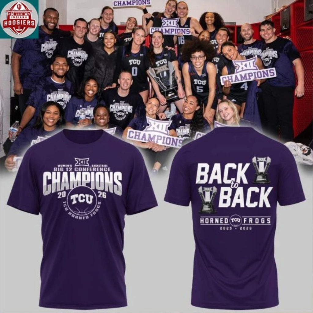 TCU Horned Frogs Big 12 Champions 2026 Back2Back Logo Two Sided T-Shirt