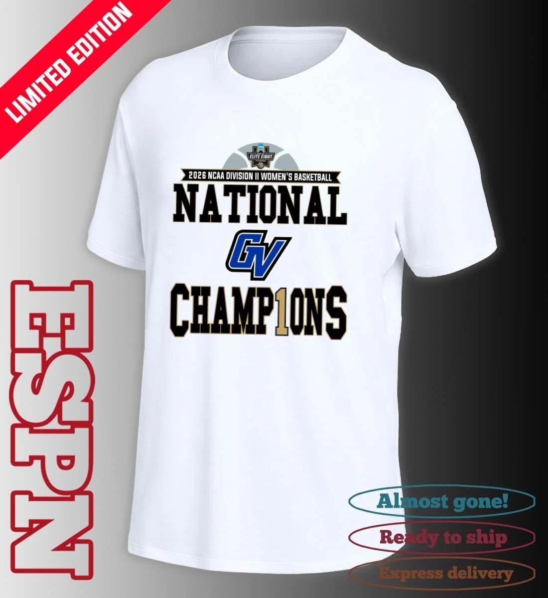 Grand Valley State Lakers 2026 NCAA DII Women’s Basketball National Champions Locker Room T-Shirt