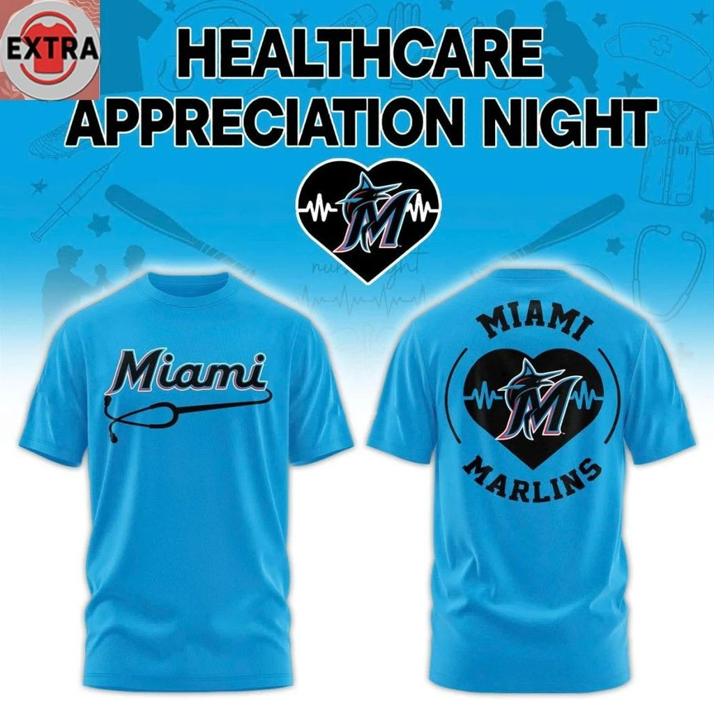 Miami Marlins x Healthcare Appreciation 2026 Logo Two Sided T-Shirt – Perfect Gift for Men & Women