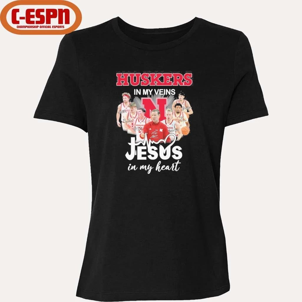 Nebraska Huskers Men’s Basketball In My Veins Jesus In My Heart Shirt