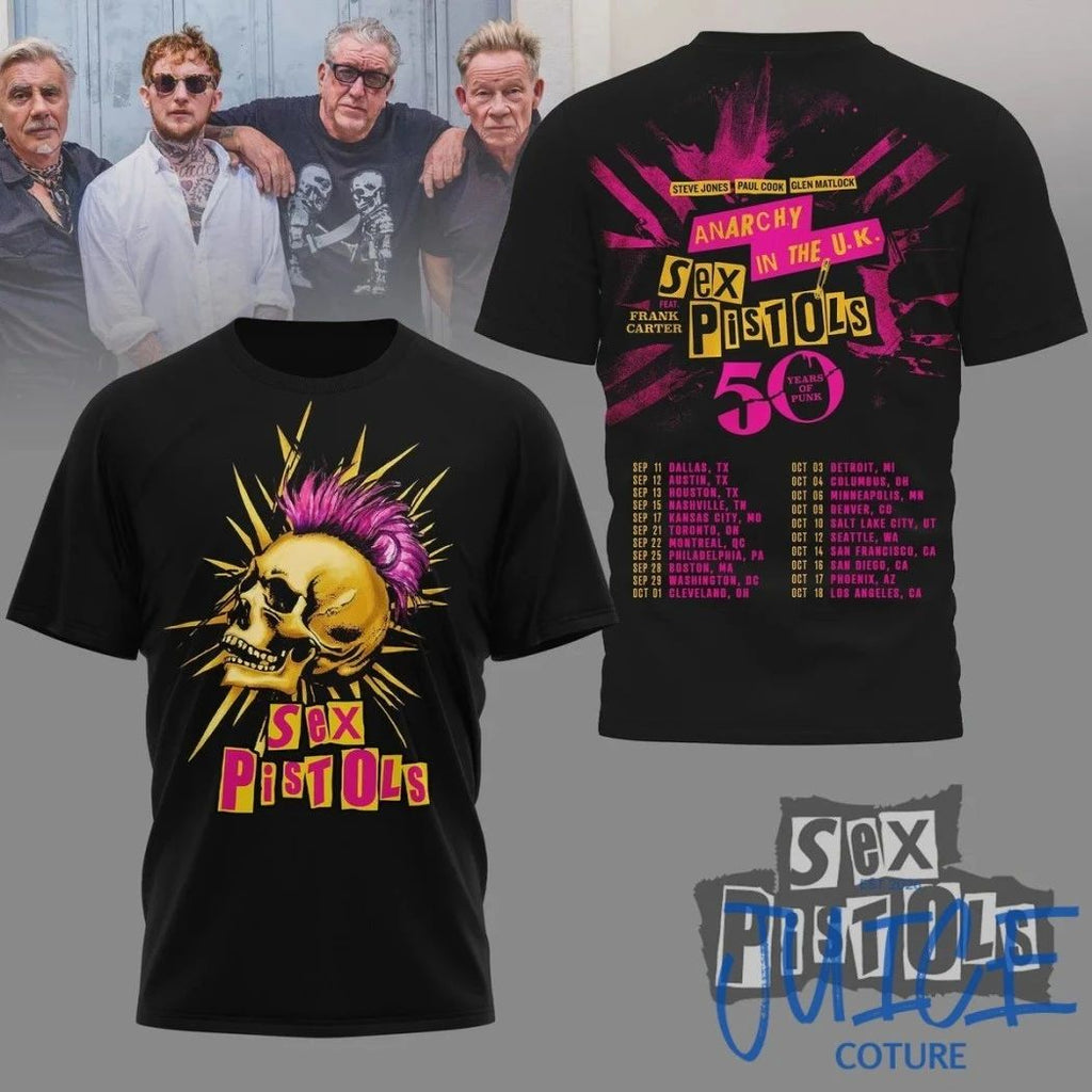 Original Sex Pistols 50 Years Of Punk Anarchy In The U K Tour 2026 Logo Two Sided Hoodie T-Shirt
